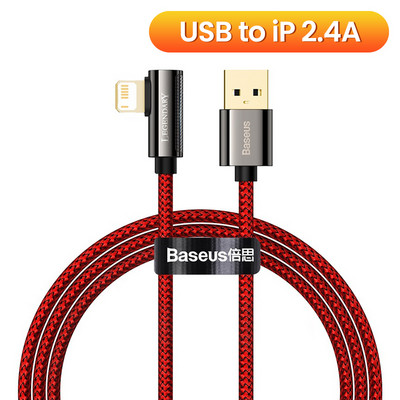 Baseus LED USB kábel iPhone 13 12 11 Pro Xs Max 90 fokos gyorstöltő mobiltelefonhoz kábel iPad Airpods adatkábelhez