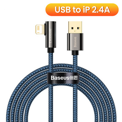 Baseus LED USB kábel iPhone 13 12 11 Pro Xs Max 90 fokos gyorstöltő mobiltelefonhoz kábel iPad Airpods adatkábelhez