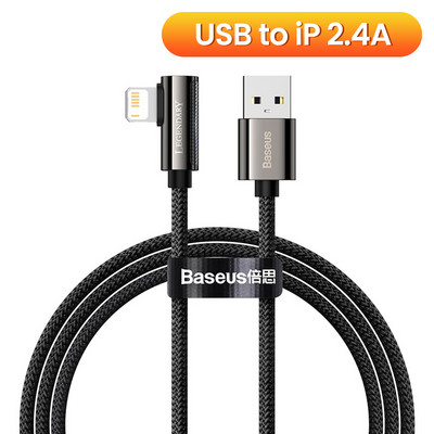 Baseus LED USB kábel iPhone 13 12 11 Pro Xs Max 90 fokos gyorstöltő mobiltelefonhoz kábel iPad Airpods adatkábelhez