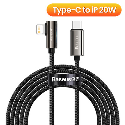Baseus LED USB kábel iPhone 13 12 11 Pro Xs Max 90 fokos gyorstöltő mobiltelefonhoz kábel iPad Airpods adatkábelhez