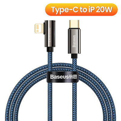 Baseus LED USB kábel iPhone 13 12 11 Pro Xs Max 90 fokos gyorstöltő mobiltelefonhoz kábel iPad Airpods adatkábelhez