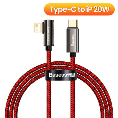Baseus LED USB kábel iPhone 13 12 11 Pro Xs Max 90 fokos gyorstöltő mobiltelefonhoz kábel iPad Airpods adatkábelhez
