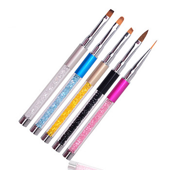 Nail Art Carving Brush Acrylic UV Gel Extension Liner Grids Flower DIY Design Drawing Liner Pen Hinestone Handle Manicure Tool