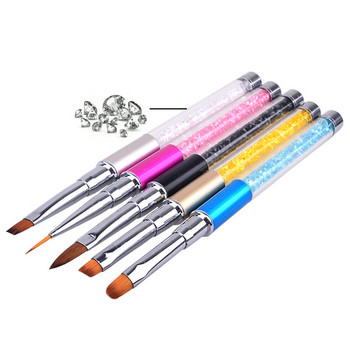 Nail Art Carving Brush Acrylic UV Gel Extension Liner Grids Flower DIY Design Drawing Liner Pen Hinestone Handle Manicure Tool