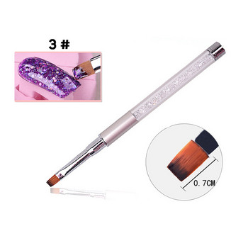 Nail Art Carving Brush Acrylic UV Gel Extension Liner Grids Flower DIY Design Drawing Liner Pen Hinestone Handle Manicure Tool