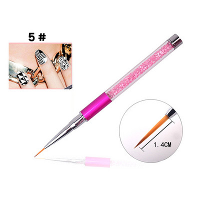 Nagų dailės drožybos šepetėlis akrilinis UV gelis prailginamasis įdėklas Gėlių „pasidaryk pats“ dizaino piešimo pamušalas rašiklis Kalnų krištolinio rankenos manikiūro įrankis