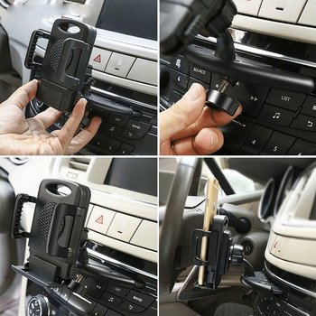 Xnyocn Автомобилен държач Скоба за CD слот Универсална регулируема опора Стойка за мобилен телефон с въртене на 360° за iPhone Xiaomi Samsung GPS