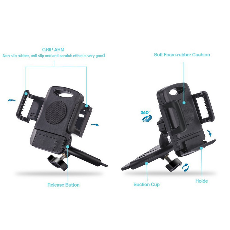 Xnyocn držač za automobil, nosač CD utora, univerzalna podesiva podrška, 360° rotacija, stalak za mobilni telefon za iPhone Xiaomi, Samsung GPS