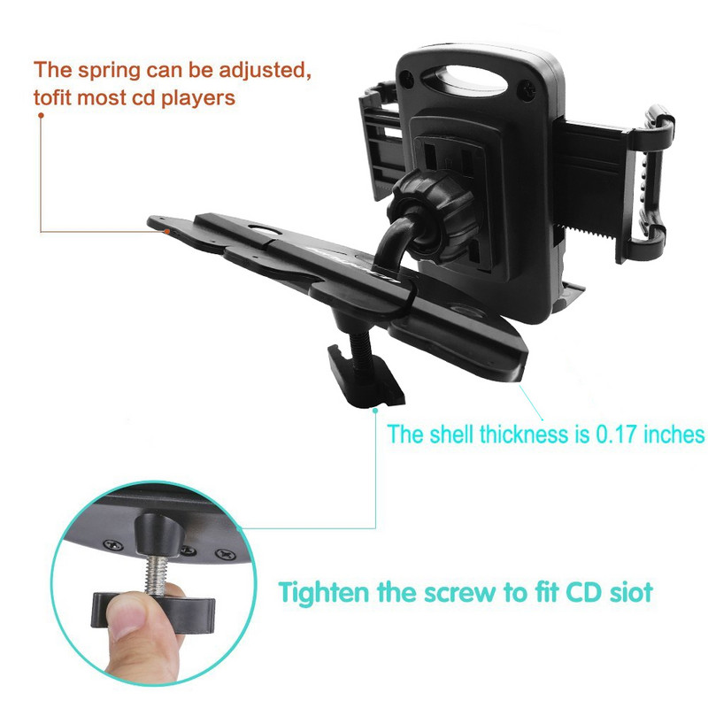 Xnyocn držač za automobil, nosač CD utora, univerzalna podesiva podrška, 360° rotacija, stalak za mobilni telefon za iPhone Xiaomi, Samsung GPS