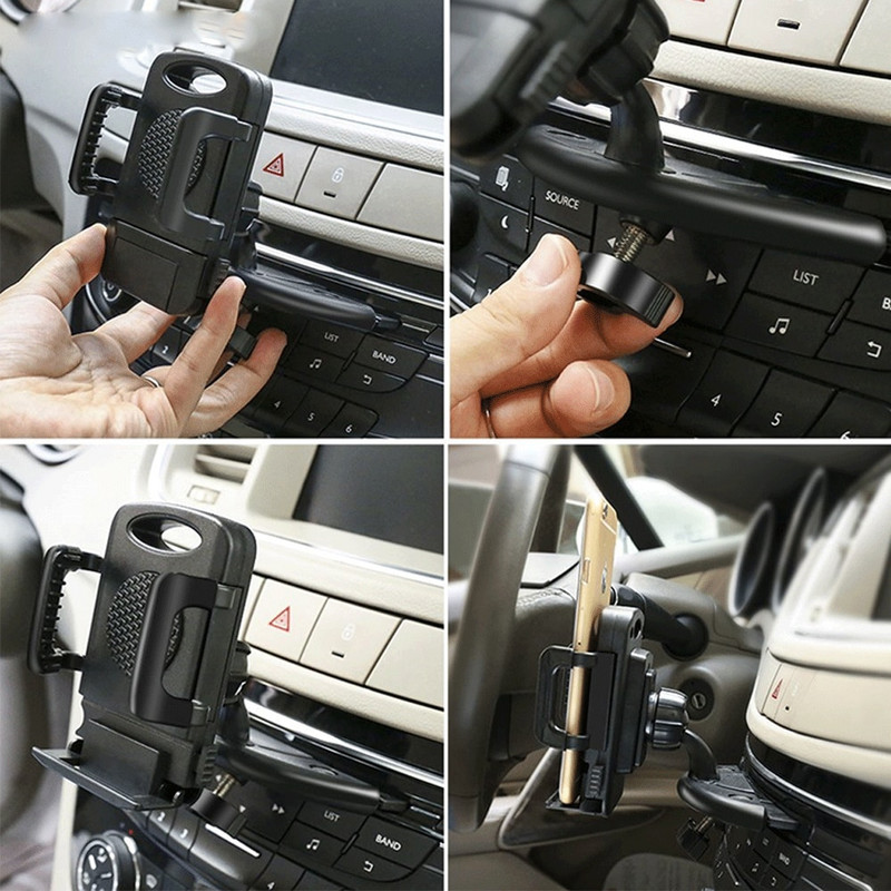 Xnyocn držač za automobil, nosač CD utora, univerzalna podesiva podrška, 360° rotacija, stalak za mobilni telefon za iPhone Xiaomi, Samsung GPS