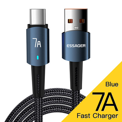 Essager 7A USB Type C kábel OPPO Oneplus Huawei P30 P40 Samsung Realme Poco 100W gyorstöltő vezetékes USB C töltő adatkábelhez