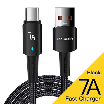 Essager 7A USB Type C kábel OPPO Oneplus Huawei P30 P40 Samsung Realme Poco 100W gyorstöltő vezetékes USB C töltő adatkábelhez
