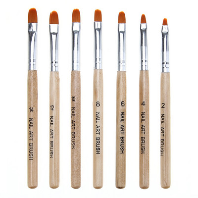 7 db/tétel Nail Art Ecset Tollak Akril UV Gél Extension Builder Professzionális Festés Rajzecsetkészlet Manikűr Eszközkészlet Kit