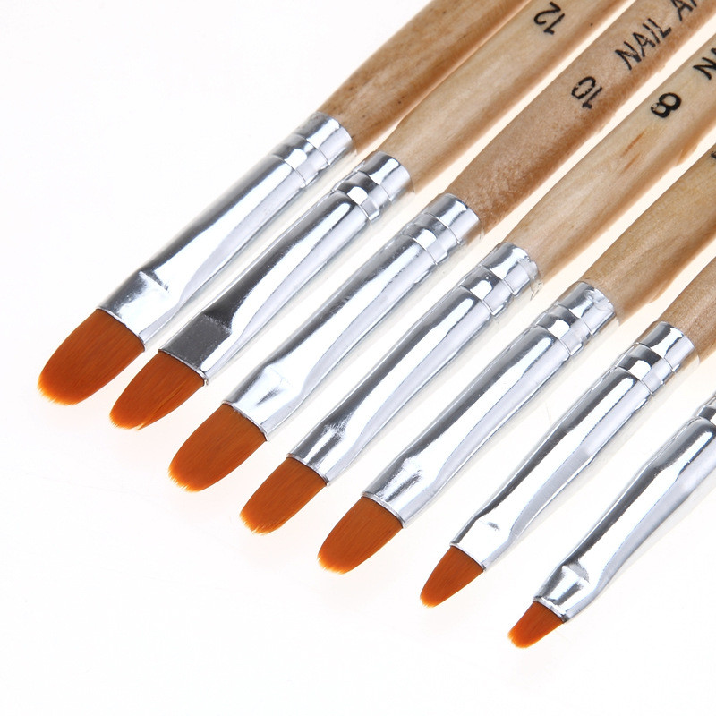 7 db/tétel Nail Art Ecset Tollak Akril UV Gél Extension Builder Professzionális Festés Rajzecsetkészlet Manikűr Eszközkészlet Kit