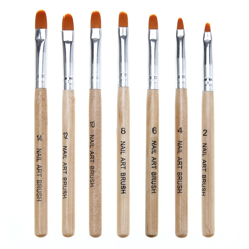 7 db/tétel Nail Art Ecset Tollak Akril UV Gél Extension Builder Professzionális Festés Rajzecsetkészlet Manikűr Eszközkészlet Kit