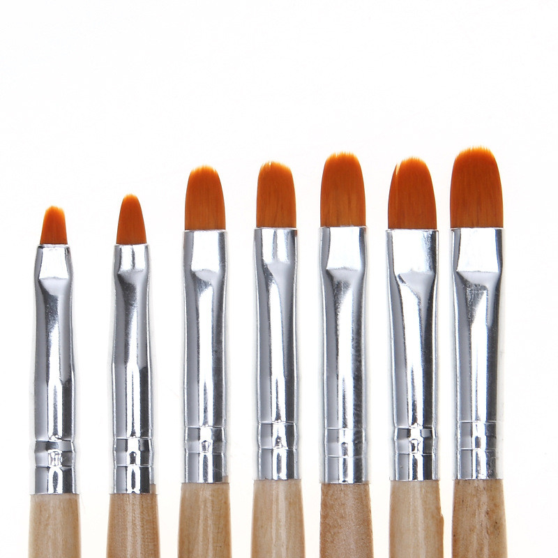 7 db/tétel Nail Art Ecset Tollak Akril UV Gél Extension Builder Professzionális Festés Rajzecsetkészlet Manikűr Eszközkészlet Kit