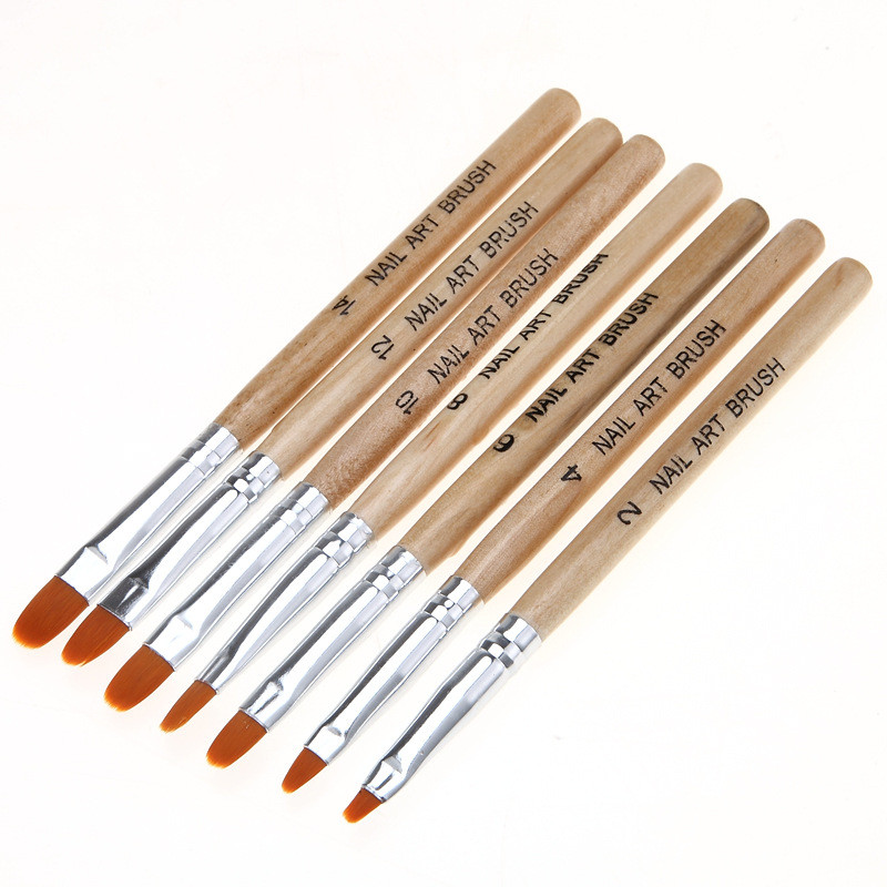 7 db/tétel Nail Art Ecset Tollak Akril UV Gél Extension Builder Professzionális Festés Rajzecsetkészlet Manikűr Eszközkészlet Kit