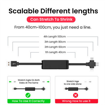 Кабел за бързо зареждане 3 в 1 за iPhone Huawei Xiaomi POCO Micro USB Type C Кабел за зарядно устройство Multi Usb порт Множество USB кабел за зареждане