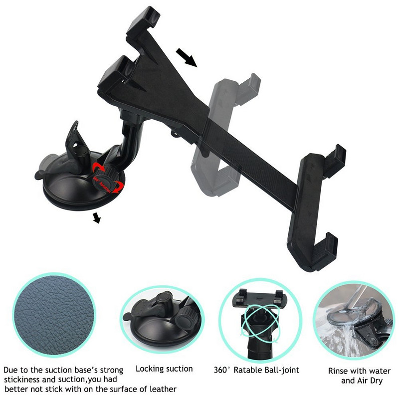 Xnyocn New 7 8 9 10 ιντσών θήκη αυτοκινήτου Tablet Καθολική υποστήριξη Tablet Desktop Παρμπρίζ Βάση βάσης αυτοκινήτου για iPad Samsung Καρτέλα