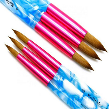 Nails Art Pen Акрилни химикалки за дърворезба Четка за гел лак Kolinsky Blue Sea Wave Mink Hair Round Head Маникюр Молив Инструменти за нокти