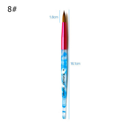 Nails Art Pen akril faragó tollak gél lakk ecset Kolinsky Blue Sea Wave Mink Haj kerek fej manikűr ceruza köröm eszközök