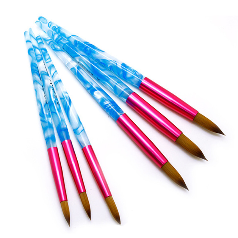 Nails Art Pen akril faragó tollak gél lakk ecset Kolinsky Blue Sea Wave Mink Haj kerek fej manikűr ceruza köröm eszközök