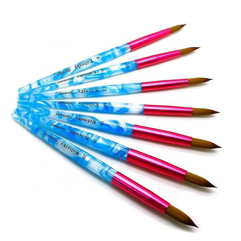 Nails Art Pen akril faragó tollak gél lakk ecset Kolinsky Blue Sea Wave Mink Haj kerek fej manikűr ceruza köröm eszközök