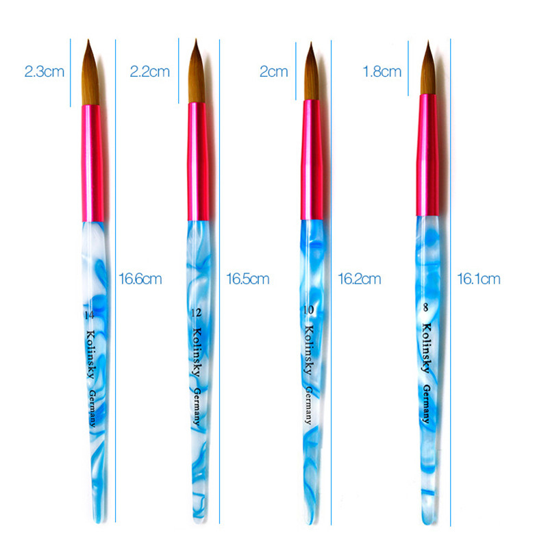 Nails Art Pen akril faragó tollak gél lakk ecset Kolinsky Blue Sea Wave Mink Haj kerek fej manikűr ceruza köröm eszközök