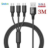 3M 3 σε 1 Καλώδιο γρήγορης φόρτισης Micro USB Type-C Fast Charger Καλώδιο Micro USB Type-C Καλώδιο δεδομένων για iPhone Samsung Xiaomi Huawei