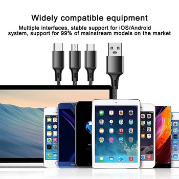 3M 3 в 1 кабел за бързо зареждане Micro USB Type-C Бързо зарядно устройство Micro USB Type-C кабел Кабел за данни за iPhone Samsung Xiaomi Huawei