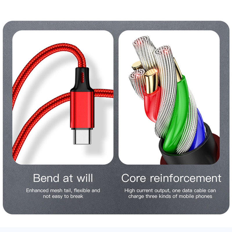 3M 3 σε 1 Καλώδιο γρήγορης φόρτισης Micro USB Type-C Fast Charger Καλώδιο Micro USB Type-C Καλώδιο δεδομένων για iPhone Samsung Xiaomi Huawei