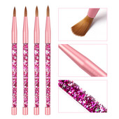 Crystal Arylic Nail Art Brush UV Gel Carving Pen Ecset Csillogó Folyékony Nyelű Gél Építő Manikűr Ecset Rajzeszközök Méret
