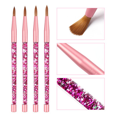 Crystal Arylic Nail Art Brush UV Gel Carving Pen Ecset Csillogó Folyékony Nyelű Gél Építő Manikűr Ecset Rajzeszközök Méret