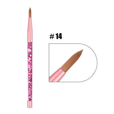 Crystal Arylic Nail Art Brush UV Gel Carving Pen Ecset Csillogó Folyékony Nyelű Gél Építő Manikűr Ecset Rajzeszközök Méret