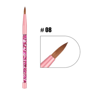Crystal Arylic Nail Art Brush UV Gel Carving Pen Ecset Csillogó Folyékony Nyelű Gél Építő Manikűr Ecset Rajzeszközök Méret