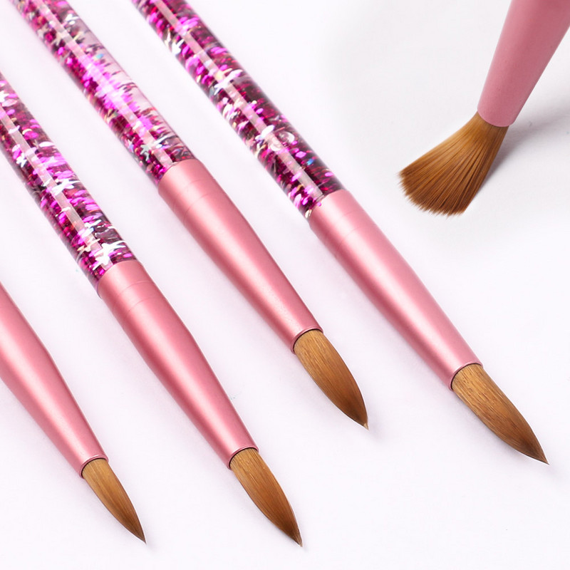 Crystal Arylic Nail Art Brush UV Gel Carving Pen Ecset Csillogó Folyékony Nyelű Gél Építő Manikűr Ecset Rajzeszközök Méret