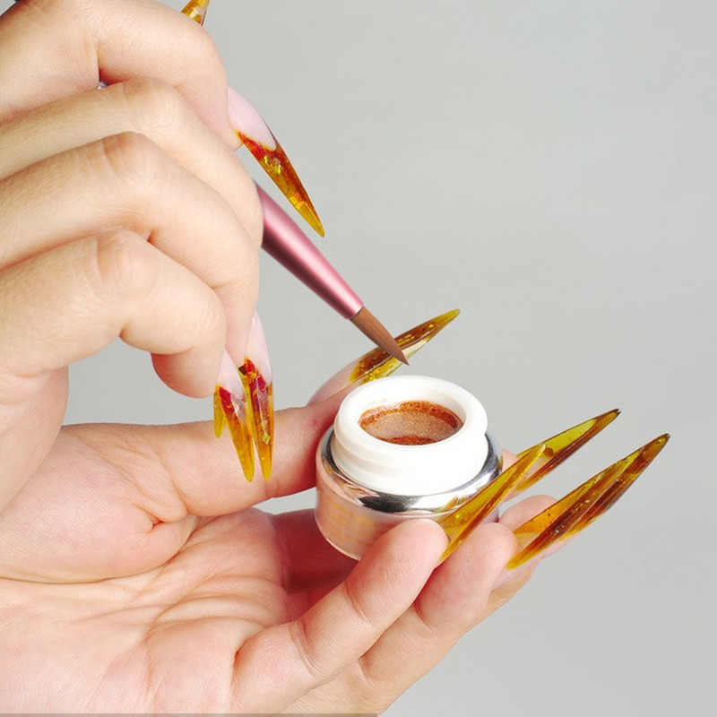 Crystal Arylic Nail Art Brush UV Gel Carving Pen Ecset Csillogó Folyékony Nyelű Gél Építő Manikűr Ecset Rajzeszközök Méret