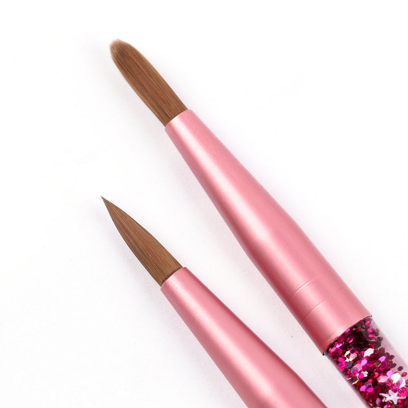 Crystal Arylic Nail Art Brush UV Gel Carving Pen Ecset Csillogó Folyékony Nyelű Gél Építő Manikűr Ecset Rajzeszközök Méret