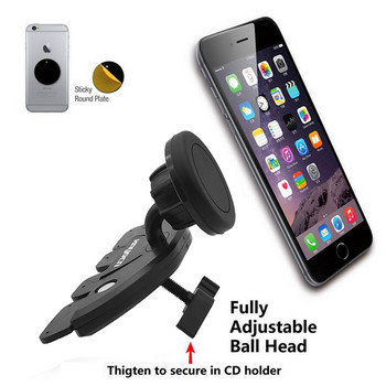 Xnyocn Магнитен държач за телефон Слот за CD за кола Поддръжка на мобилен телефон 360° Въртяща се магнитна стойка за iPhone 11 13 Pro Max Xiaomi смартфон