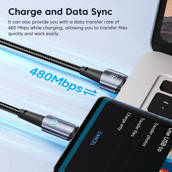 Toocki LED Καλώδιο USB Type C 6A/66W Φορτιστής γρήγορης φόρτισης Καλώδιο καλωδίου δεδομένων USB-C Type-C Για Huawei P50 Xiaomi POCO X3 Samsung S22