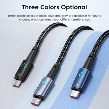 Toocki LED USB Type-C кабел 6A/66W зарядно за бързо зареждане USB-C Type-C кабел за данни Кабел за Huawei P50 Xiaomi POCO X3 Samsung S22