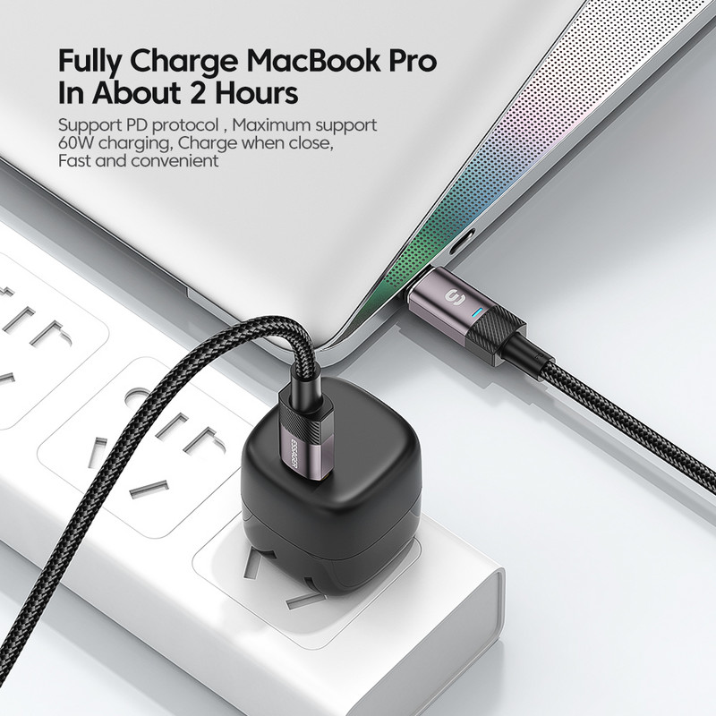 Essager PD60W USB Type C magnetski kabel za iPhone 13 Xiaomi POCO3 Huawei Realme Oneplus OPPO Fast Charge Kabel za mobilni telefon Žica