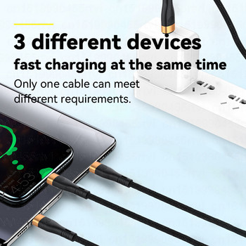 3 в 1 USB кабел за бързо зареждане тип C за Samsung S20 Huawei Xiaomi 4in1 кабел за iPhone 13 12 11 Pro Max зарядно Micro USB кабел