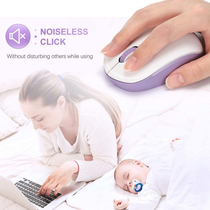 SeenDa USB vezeték nélküli egér számítógéphez 2.4G zajmentes egér USB vevővel Csendes egerek PC Tablet Laptop tartozékokhoz