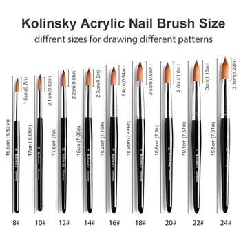 TIANMI Kolinsky Acrylic Nail Brush Black Nail Art Mink Brush Wood Handle Gel Builder Manicure Brush Drawing Tools 1PCS