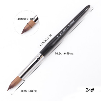 TIANMI Kolinsky Perie acrilice pentru unghii Perie neagră pentru arta unghiilor, nurcă, mâner din lemn, perie pentru manichiură cu gel, instrumente de desen, 1 buc.