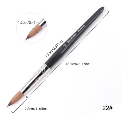 TIANMI Kolinsky Perie acrilice pentru unghii Perie neagră pentru arta unghiilor, nurcă, mâner din lemn, perie pentru manichiură cu gel, instrumente de desen, 1 buc.