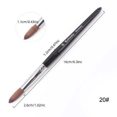 TIANMI Kolinsky Perie acrilice pentru unghii Perie neagră pentru arta unghiilor, nurcă, mâner din lemn, perie pentru manichiură cu gel, instrumente de desen, 1 buc.