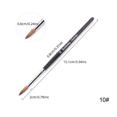TIANMI Kolinsky Perie acrilice pentru unghii Perie neagră pentru arta unghiilor, nurcă, mâner din lemn, perie pentru manichiură cu gel, instrumente de desen, 1 buc.