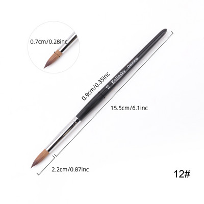 TIANMI Kolinsky Perie acrilice pentru unghii Perie neagră pentru arta unghiilor, nurcă, mâner din lemn, perie pentru manichiură cu gel, instrumente de desen, 1 buc.